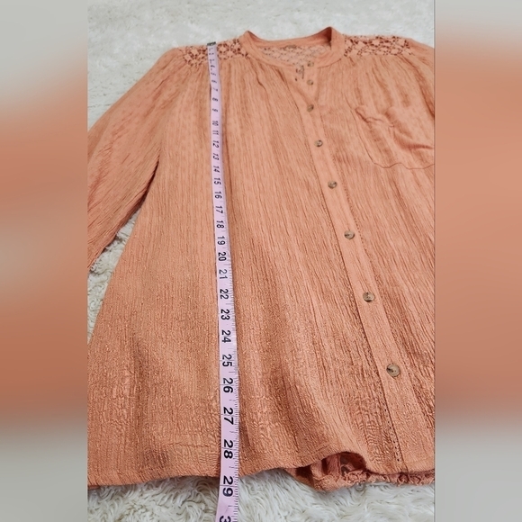Free People OB495809 The Best Blouse Long Sleeve Button-down Top In Peach - Picture 9 of 11